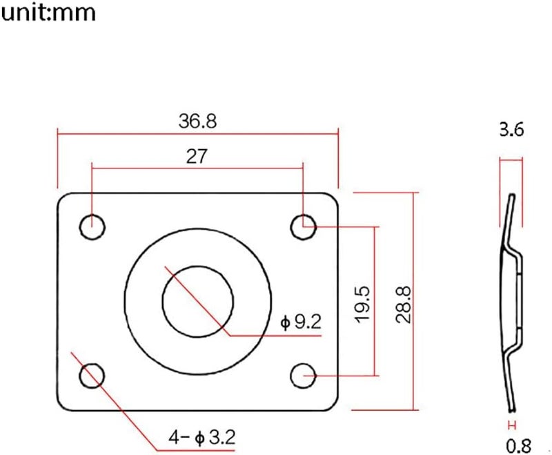 JD.Moon Square Metal 1/4 Output Jack Plate Input Jack Socket for Electric Guitar Bass (Gold) - Image 3
